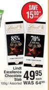 Dis-Chem Lindt excellence chocolate slab assorted-100g each offer