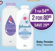 Dis-Chem Johnson's baby powder assorted-400g each offer