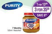 Dis-Chem Purity baby food 7 months assorted-for 1 x 125ml offer