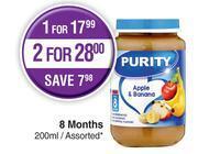 Dis-Chem Purity baby food 8 months assorted-for 1 x 200ml offer