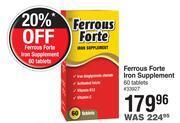 Ferrous forte iron supplement-60 tablets