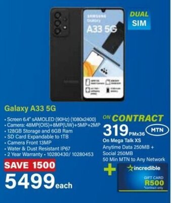 Incredible Connection Samsung Galaxy A33 5G offer