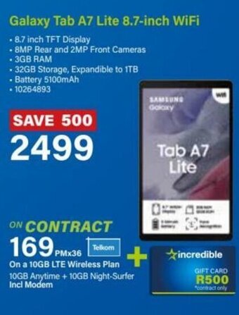 Incredible Connection Samsung Galaxy Tab A7 Lite 8.7-inch WiFi offer