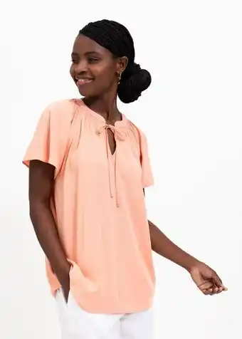 Tie neck split mandarin blouse