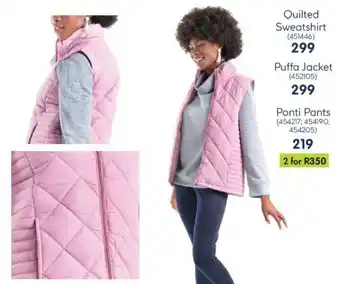 Makro Quilted Sweatshirt, Puffa Jacket, Ponti Pants offer