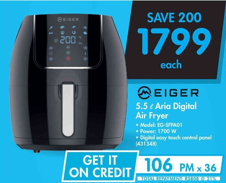 Eiger 5.5 ℓ Aria Digital Air Fryer offer at Makro