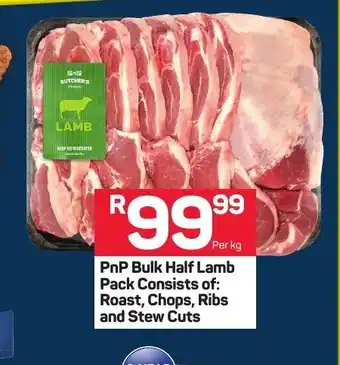 Pick n Pay PnP Bulk Half Lamb Pack Consists of: Roast, Chops, Ribs and Stew Cuts offer