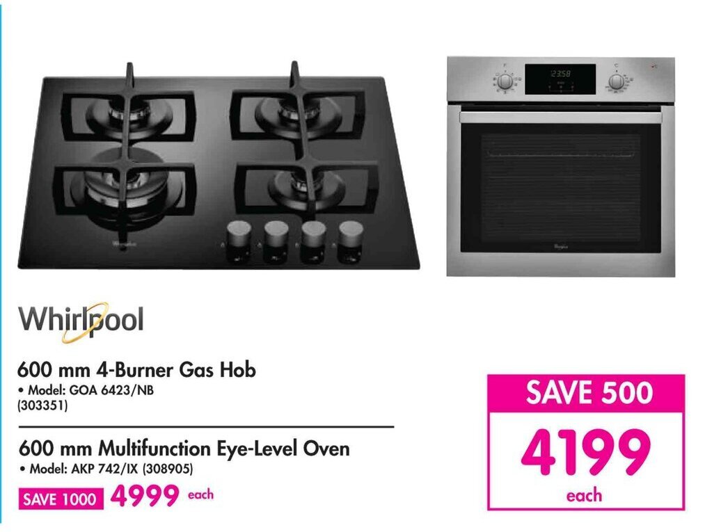 Whirlpool 600 mm 4Burner Gas Hob offer at Makro