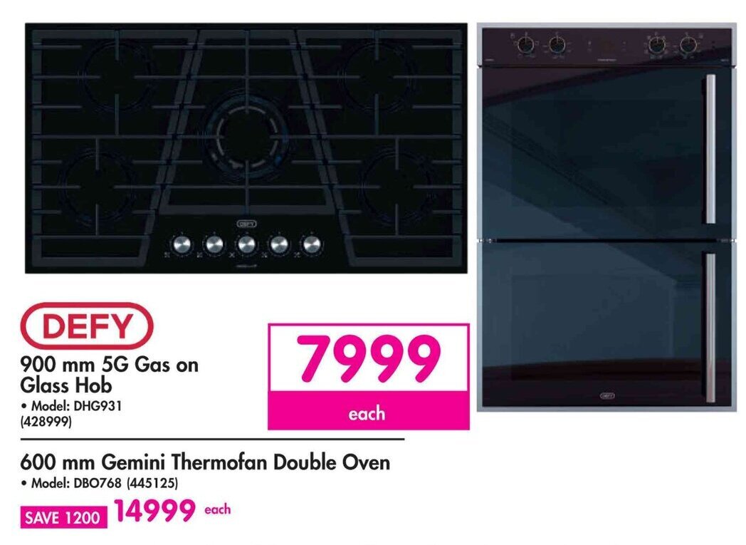 Defy 900 mm 5G Gas on Glass Hob offer at Makro