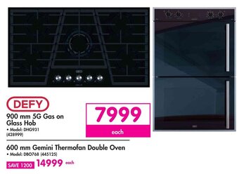 Defy 900 mm 5G Gas on Glass Hob