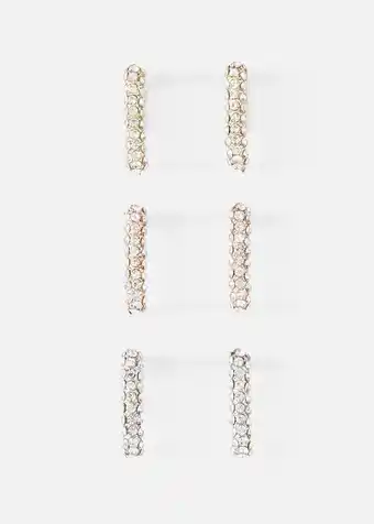 Woolworths Square diamante hoop earrings 3 pack offer