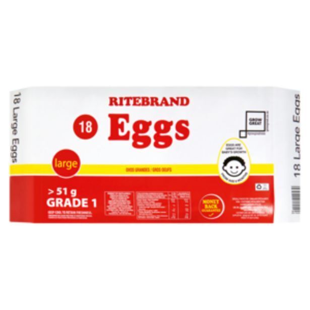 Ritebrand large eggs 18 pack offer at Shoprite
