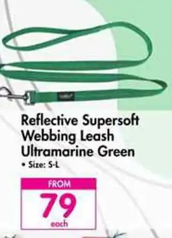 Reflective Supersoft Webbing Leash Ultramarine Green
