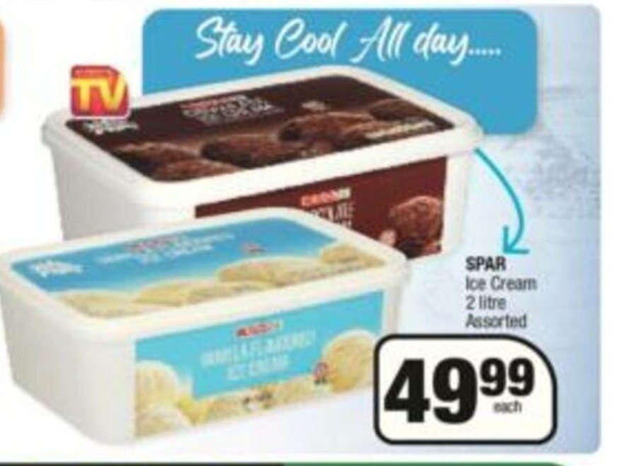 Spar Ice Cream 2 litre Assorted offer at KwikSpar