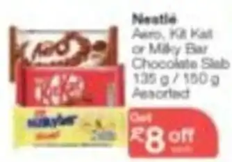 KwikSpar Nestle Aero, Kit Kat or Milky Bar Chocolate Slab 135g/150g Assorted offer