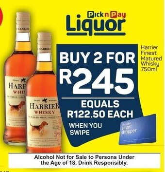 Pick n Pay Harrier Finest Matured Whisky 750ml offer
