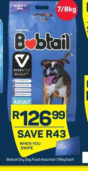 Pick n Pay Bobtail Dry Dog Food Assorted 7/8Kg offer