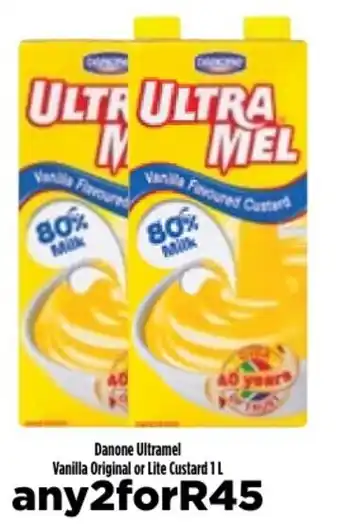 Food Lover's Market Danone Ultramel Vanilla Original or Lite Custard 1L offer