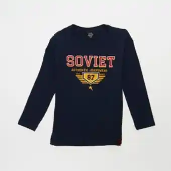 Zando Soviet b decker boys l/slv logo tee navy offer