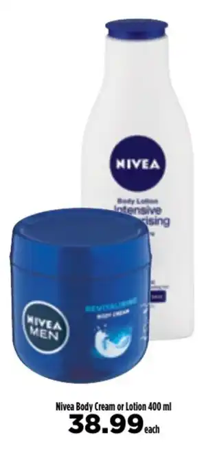 Food Lover's Market Nivea Body Cream or Lotion 400ml offer