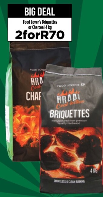 Food Lover's Market Food Lover's Briquettes or Charcoal 4Kg offer