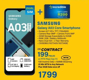 Incredible Connection Samsung Galaxy A03 Core Smartphone offer