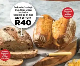 Food Lover's Market San Francisco Sourdough Bread, Artisan German Landbrodt or Cranberry & Nut Rye Bread offer