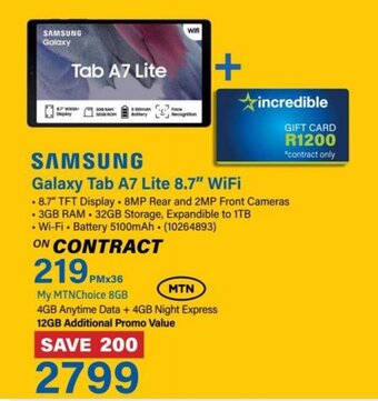 Incredible Connection Samsung Galaxy Tab A7 Lite 8.7" WiFi offer