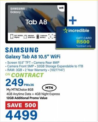 Incredible Connection Samsung Galaxy Tab A8 10.5" WiFi offer