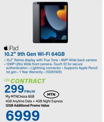 Incredible Connection iPad 10.2" 9th Gen Wi-Fi 64GB offer