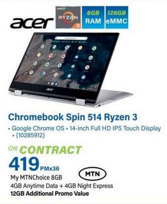 Incredible Connection Acer Chromebook Spin 514 Ryzen 3 offer