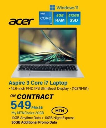 Incredible Connection Aspire 3 Core i7 Laptop offer