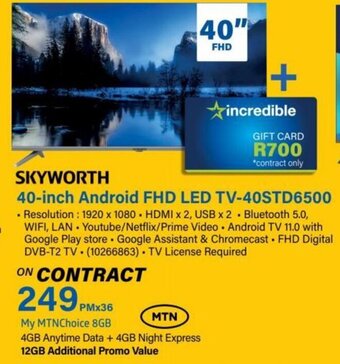 Incredible Connection Skyworth 40-inch Android FHD LED TV-40STD6500 offer