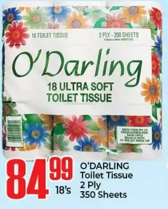 O'Darling Toilet Tissue 2 Ply 350 Sheets