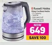 Game Russell hobbs glass cordless kettle offer