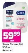 Game Sanex shower gel assorted-50ml each offer