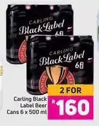 Game Carling black lable beer cans-for 2 x 6 x 500ml offer
