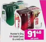 Game Hunter's dry or gold cans-6 x 440ml per pack offer
