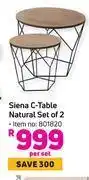 Siena c-table natural set of 2-per set