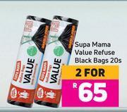 Game Supa mama value refuse black bags-for 2 x 20's pack offer