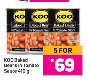 Game Koo baked beans in tomato sauce-for 5 x 410g offer