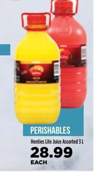 Henties Lite Juice Assorted 3L