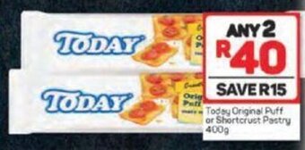 Pick n Pay Today Original Puff or Shortcrust Pastry 400g offer
