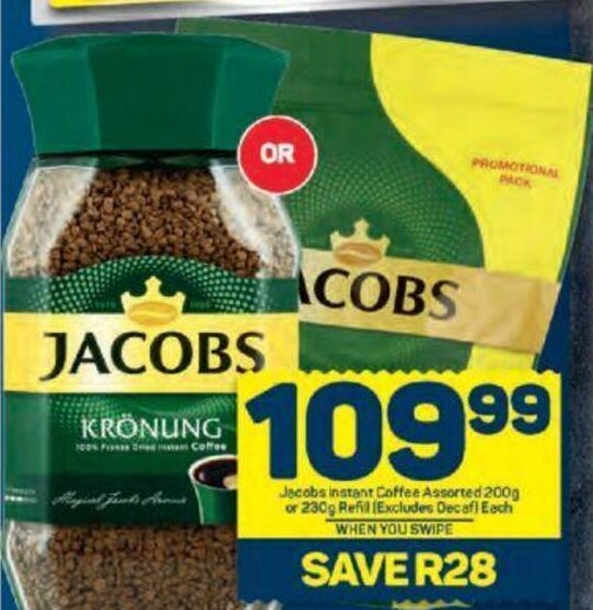 Jacobs instant Coffee Assorted 200g or 230g Refill (Excludes Decaf