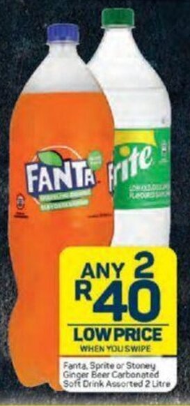 Pick n Pay Fanta, Sprite or Stoney Ginger Beer Carbonated Soft Drink Assorted 2 Litre offer