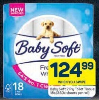 Pick n Pay Baby Soft 2 Ply Toilet Tissue 18s (350x sheets per roll offer
