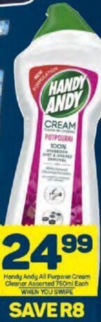 Pick n Pay Handy Andy All Purpose Cream Cleaner Assorted 750ml each offer