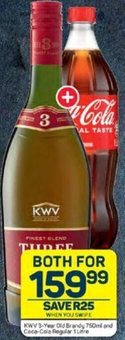 Pick n Pay KWV 3-Year old Brandy 750ml and Coca-Cola Regular 1 Litre offer