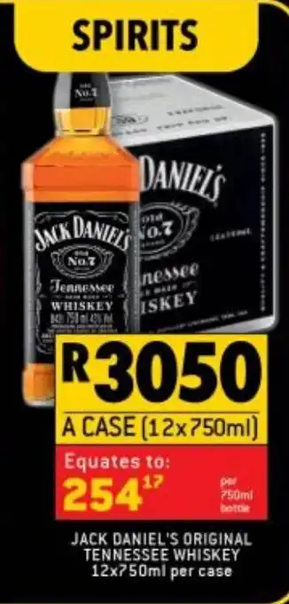 Shoprite Liquor Jack Daniel's Original Tennessee Whiskey 12x750ml per case offer