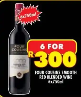 Shoprite Liquor Four Cousins Smooth Red Blended Wine 6x750ml offer